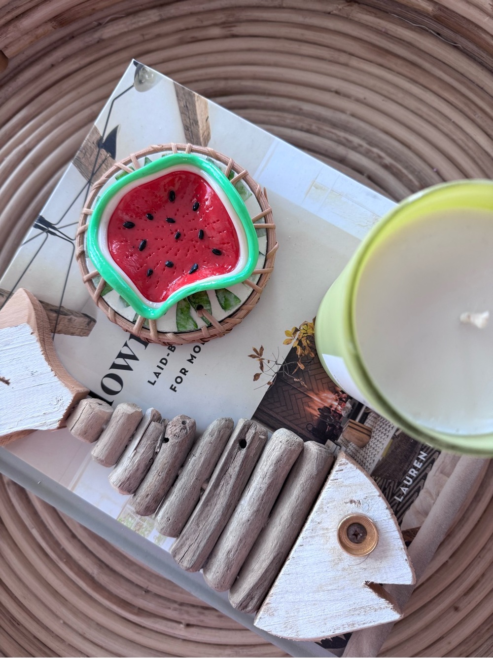Watermelon Slice Trinket Dish - Red & Green Ceramic